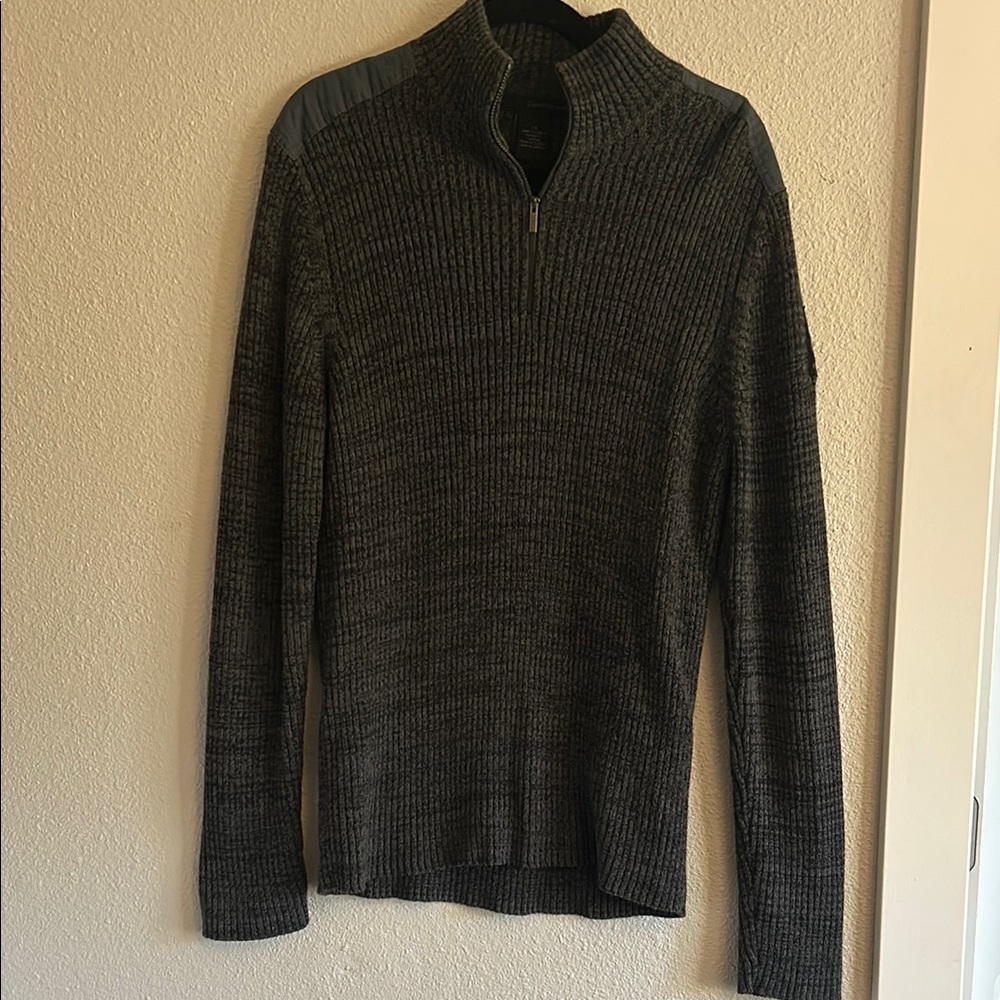 Men's Gray Quarter-Zip Sweater